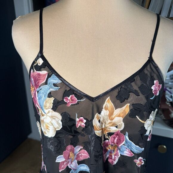 Vintage Womens SZ S Floral Burnout Slip Mini Dress 90s Fairy Grunge Whimsigoth - Picture 3 of 8